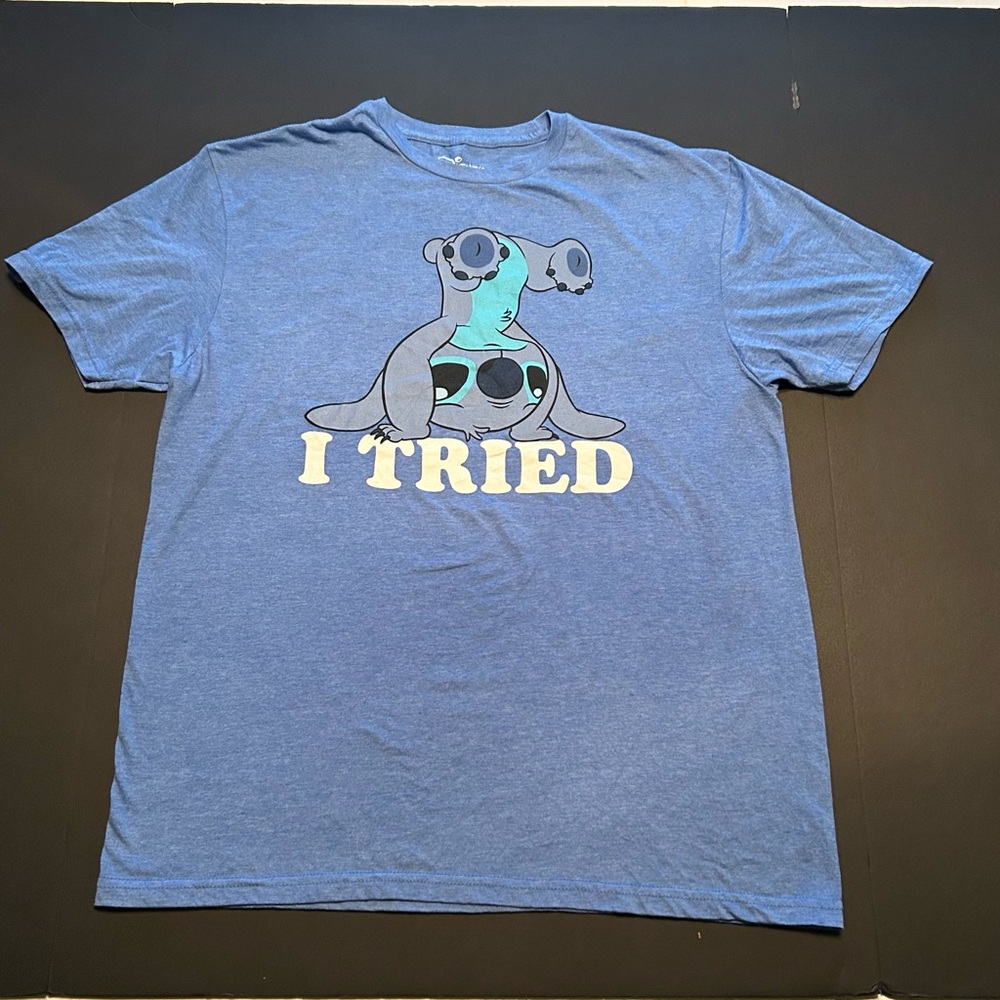 Disney Men T-Shirt Lilo and Stitch "I Tried" Handstand Size L